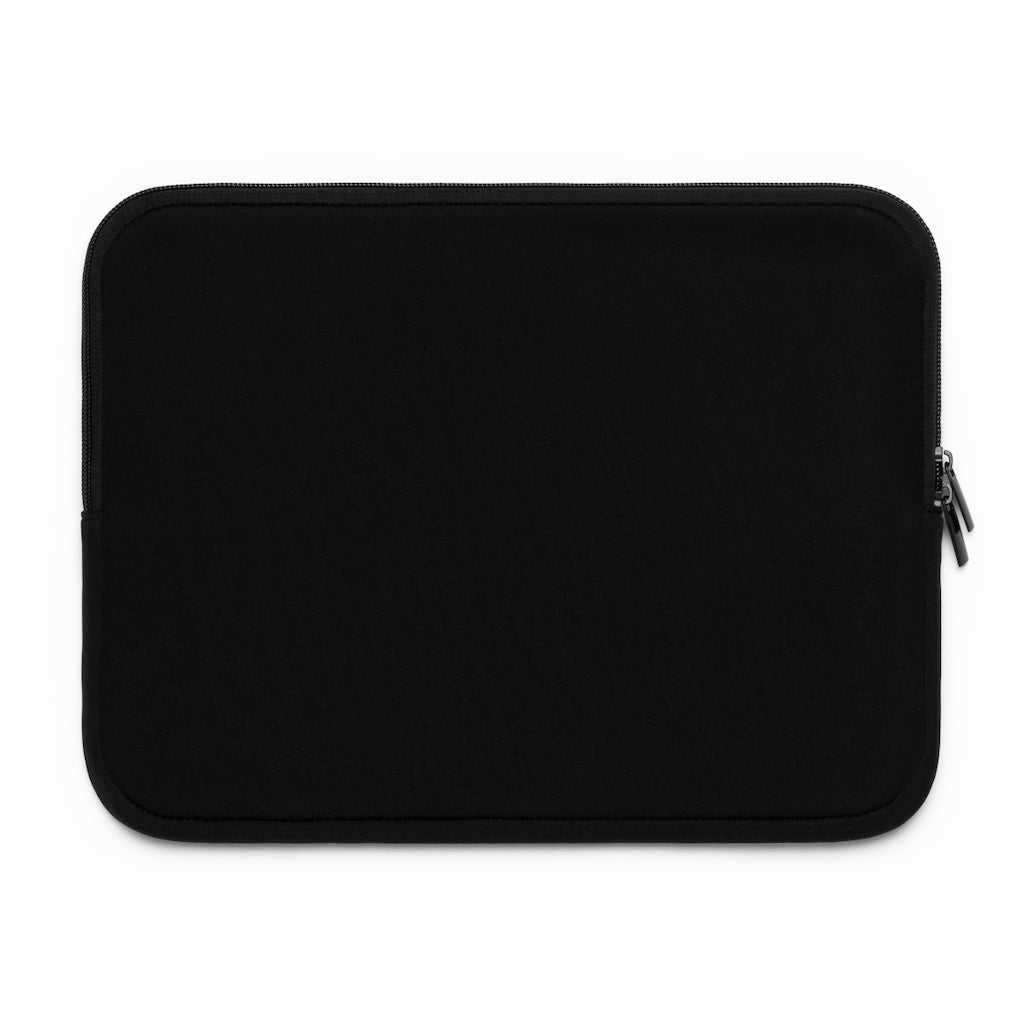 Alpro Laptop Sleeve featuring a customizable front design and black polyester back, showcasing its water-resistant and durable construction.