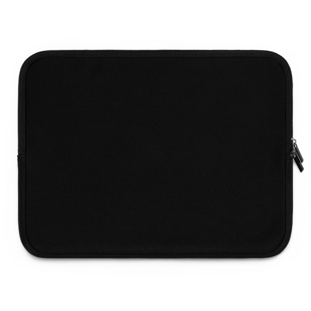 Alpro Laptop Sleeve featuring a customizable front design and black polyester back, showcasing its water-resistant and durable construction.