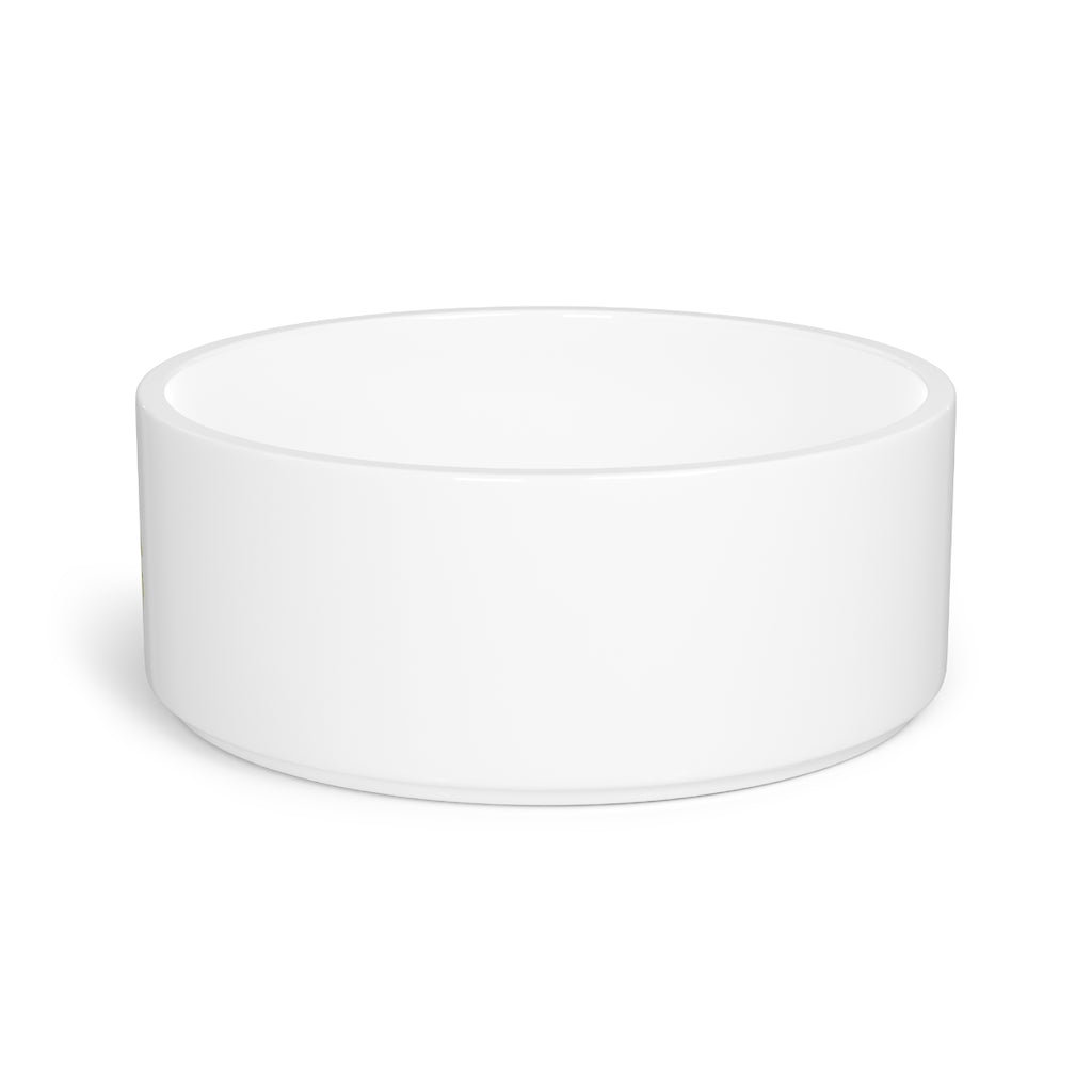 A stylish Alpro Pet Bowl made of white ceramic, featuring a customizable design area for personalization, measuring 6 inches in diameter.