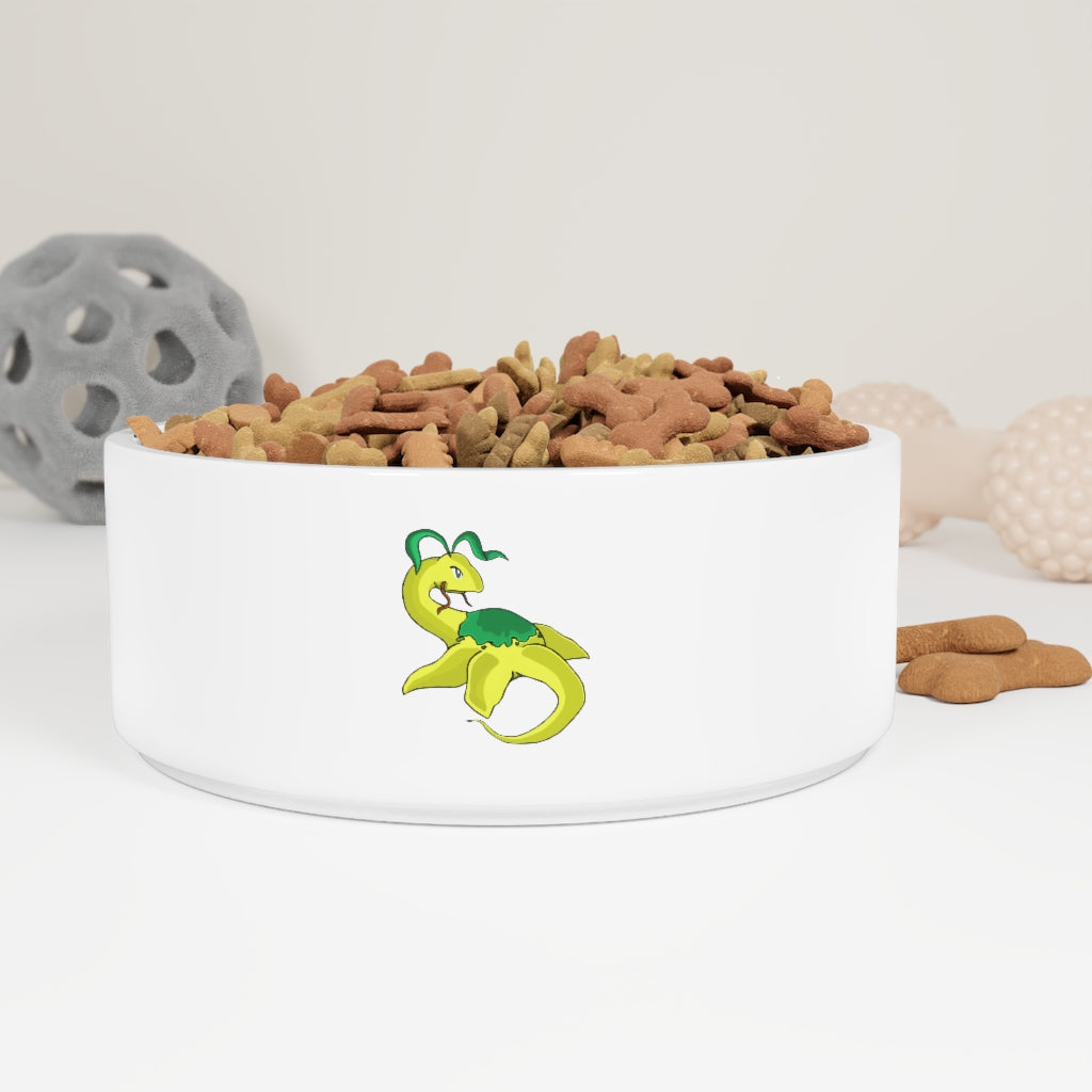 A stylish Alpro Pet Bowl made of white ceramic, featuring a customizable design area for personalization, measuring 6 inches in diameter.