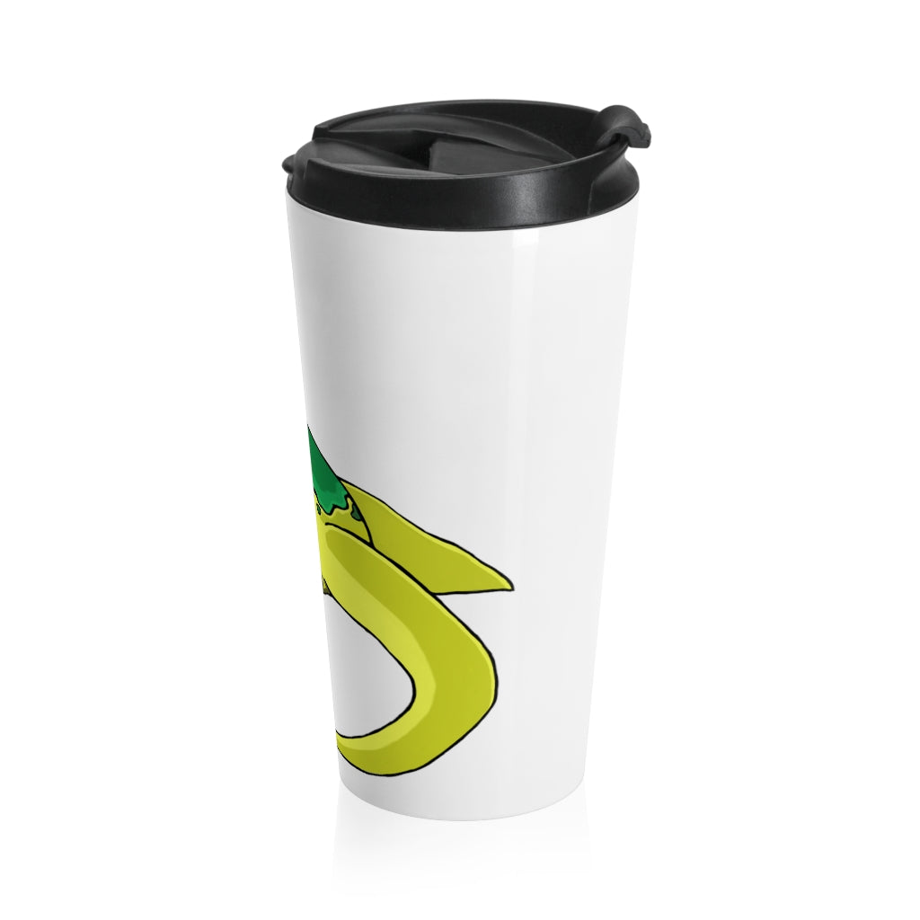 Alpro Stainless Steel Travel Mug with black lid, showcasing a sleek design and sublimation printing.