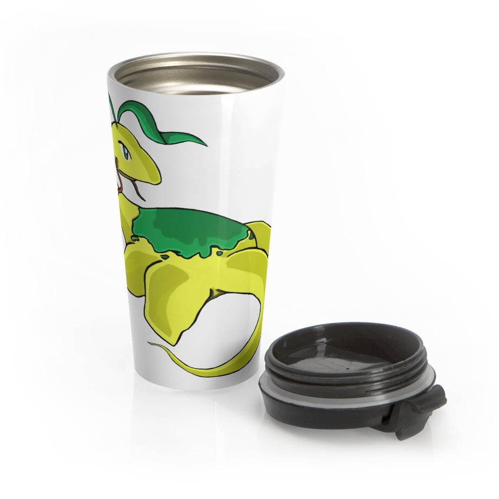 Alpro Stainless Steel Travel Mug with black lid, showcasing a sleek design and sublimation printing.