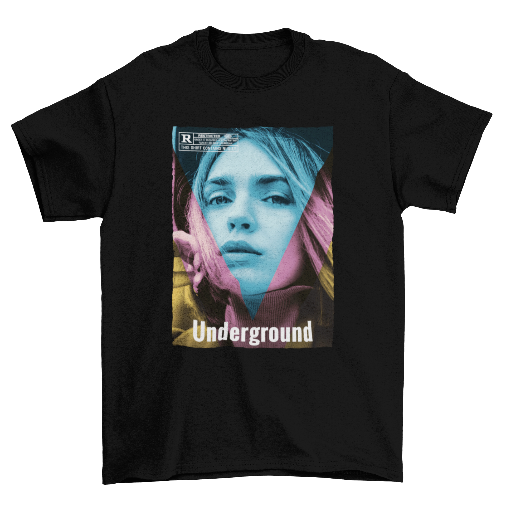 A stylish t-shirt featuring unique inverted color effects, showcasing vibrant designs that stand out.