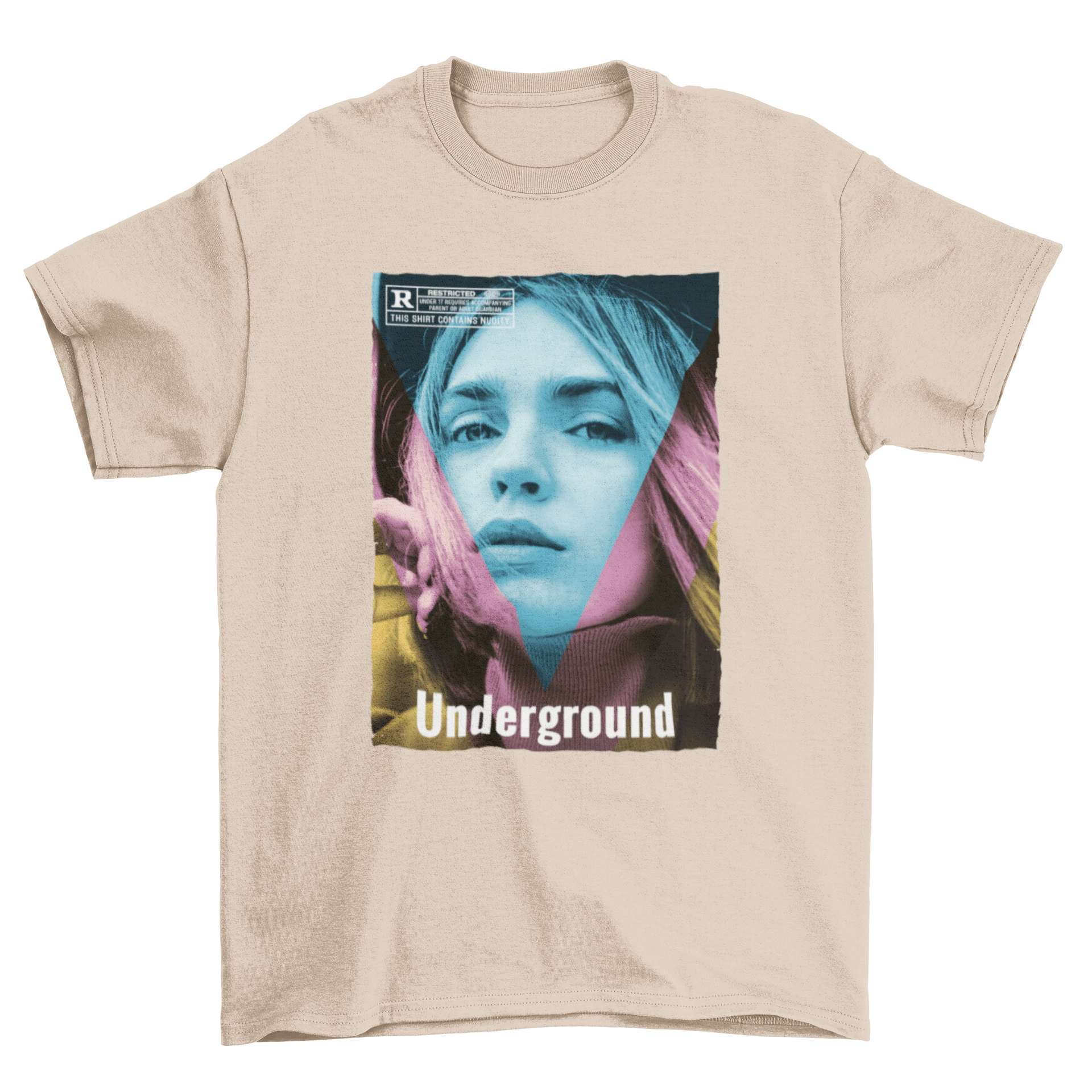 A stylish t-shirt featuring unique inverted color effects, showcasing vibrant designs that stand out.