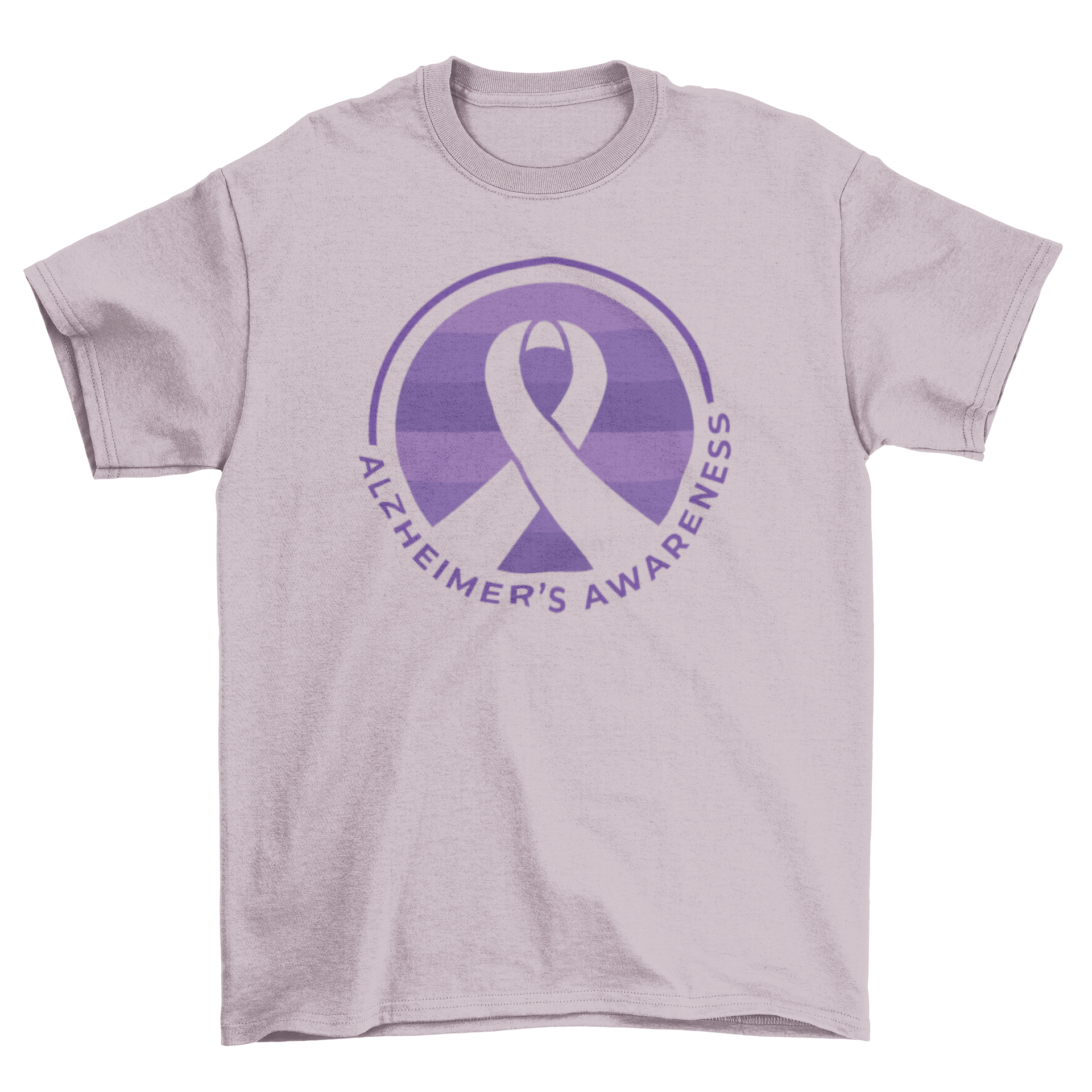 Alzheimer's awareness t-shirt featuring a purple ribbon design and the text 'Alzheimer's Awareness'.