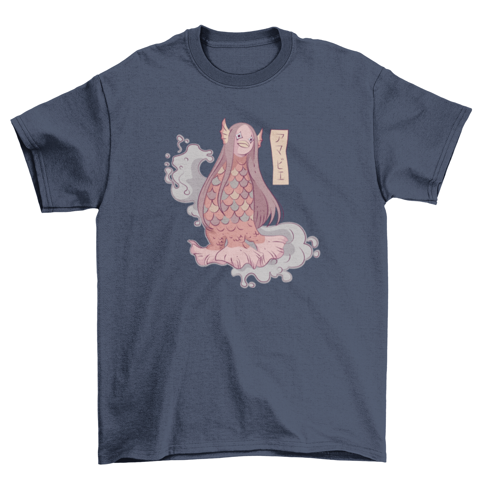 Amabie Japanese mermaid t-shirt featuring a colorful illustration of the mythical creature.