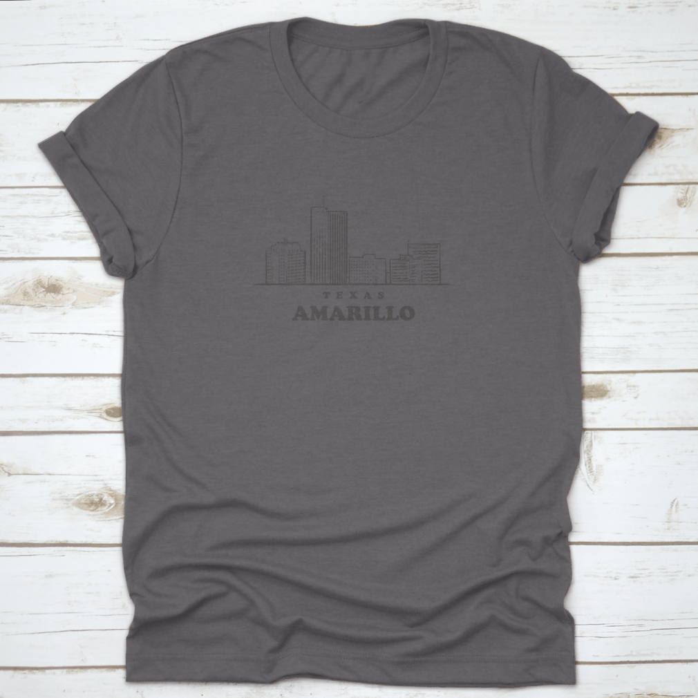 Amarillo Skyline Texas hand-drawn shirt featuring beautiful landmarks, made from 100% cotton with a classic fit.