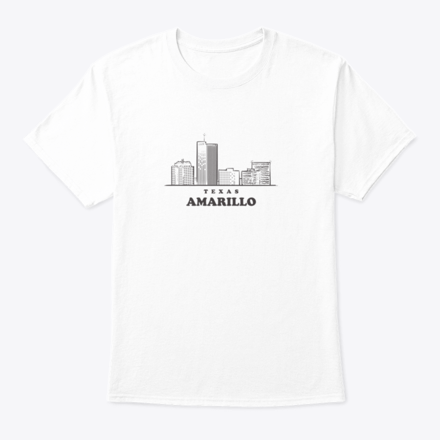 Amarillo Skyline Texas hand-drawn shirt featuring beautiful landmarks, made from 100% cotton with a classic fit.