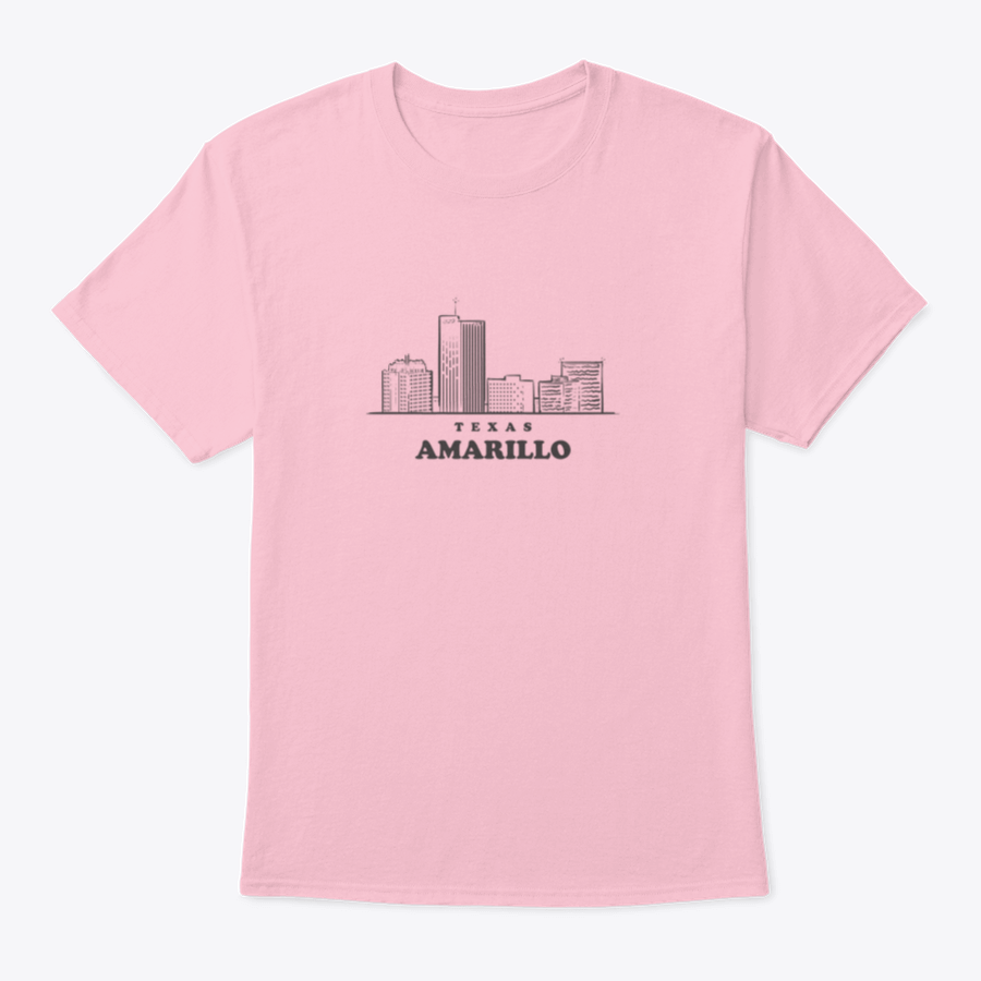 Amarillo Skyline Texas hand-drawn shirt featuring beautiful landmarks, made from 100% cotton with a classic fit.