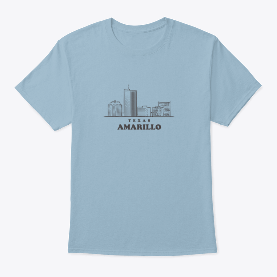 Amarillo Skyline Texas hand-drawn shirt featuring beautiful landmarks, made from 100% cotton with a classic fit.