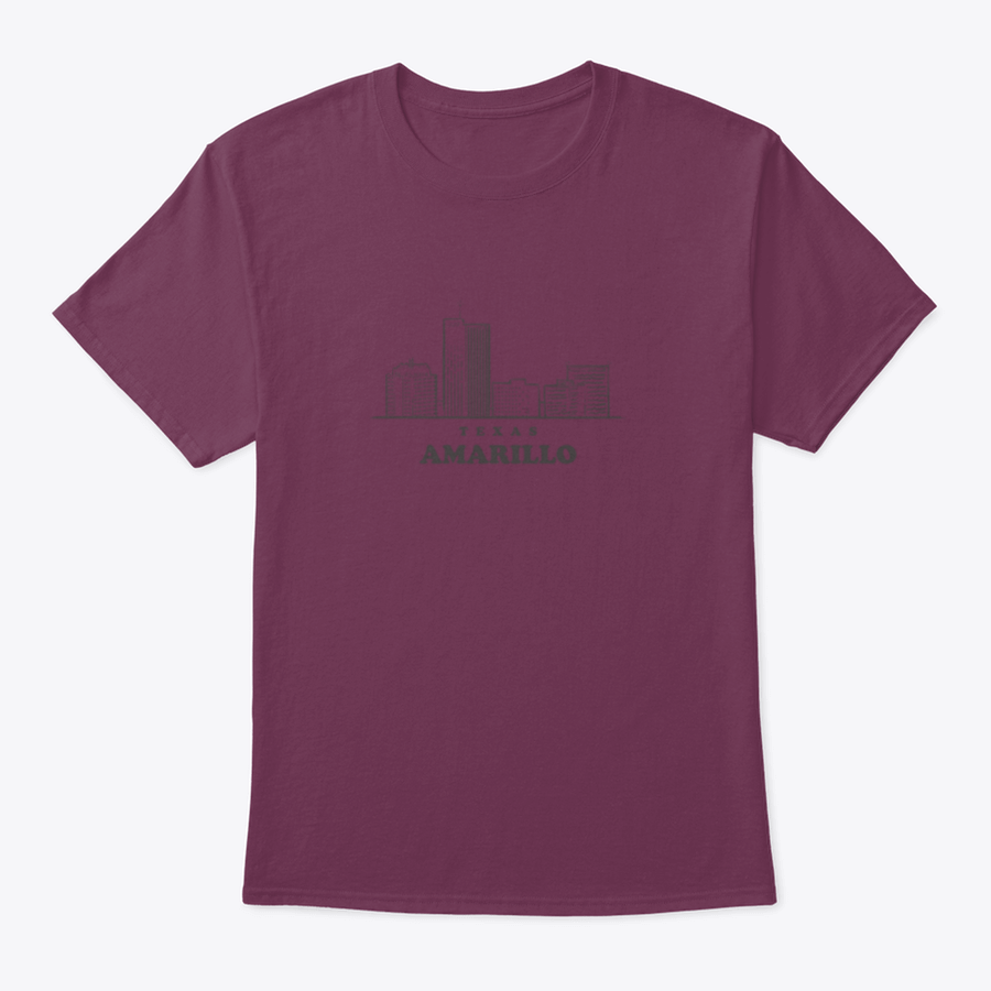 Amarillo Skyline Texas hand-drawn shirt featuring beautiful landmarks, made from 100% cotton with a classic fit.