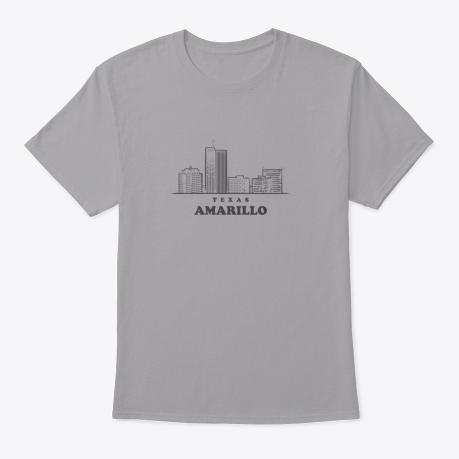 Amarillo Skyline Texas hand-drawn shirt featuring beautiful landmarks, made from 100% cotton with a classic fit.