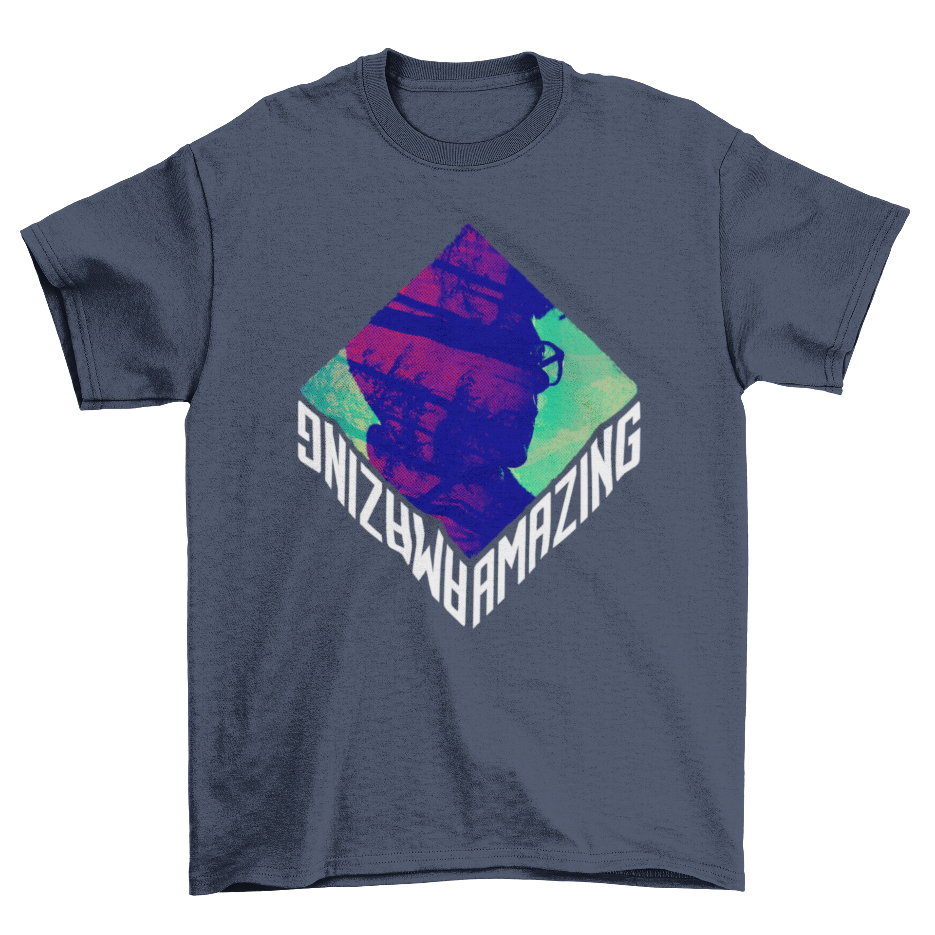 A vibrant and colorful T-shirt featuring a unique design, perfect for geeks and nerds.