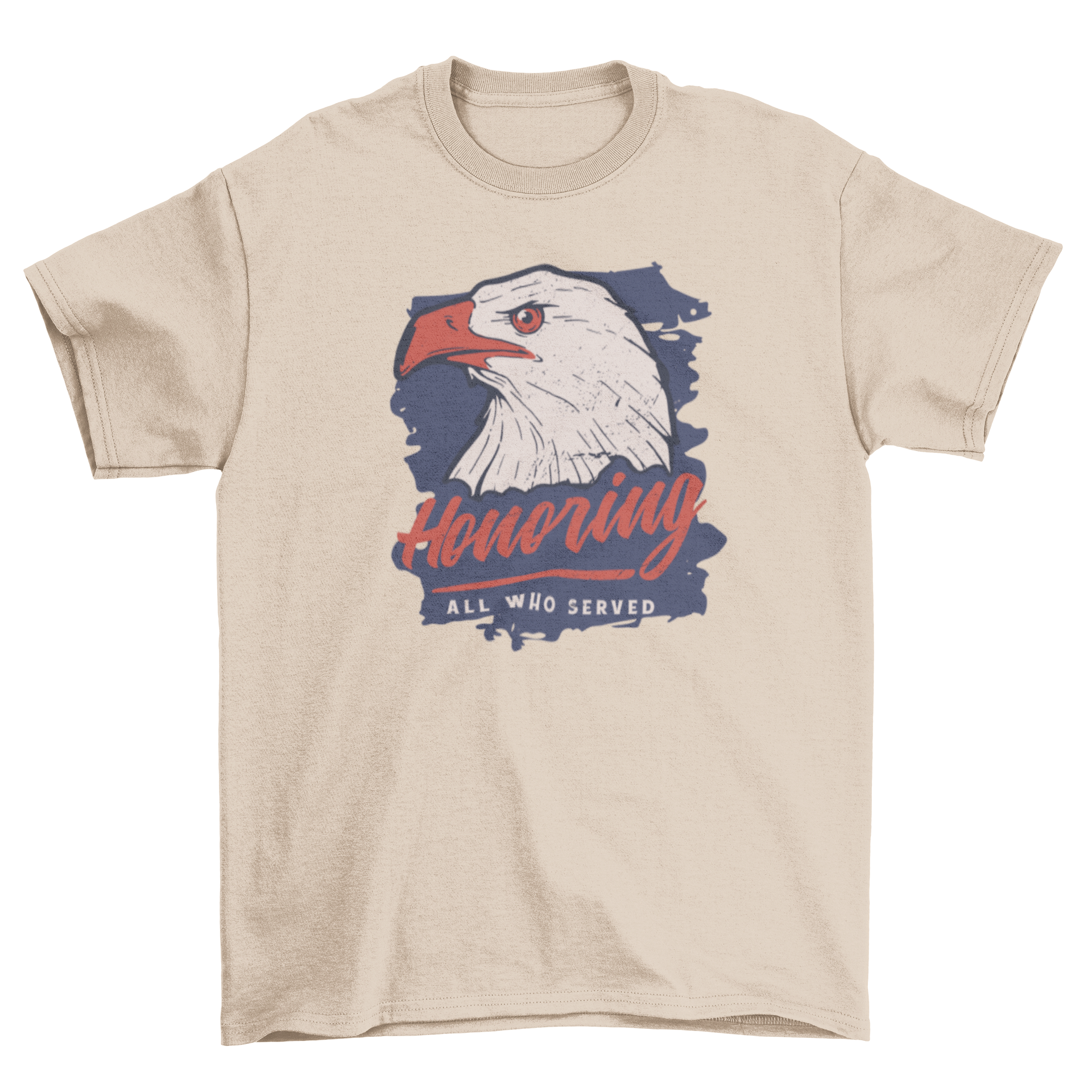 Amazing Veterans Day t-shirt featuring an eagle illustration and the quote 'Honoring all who served', perfect for honoring military veterans.