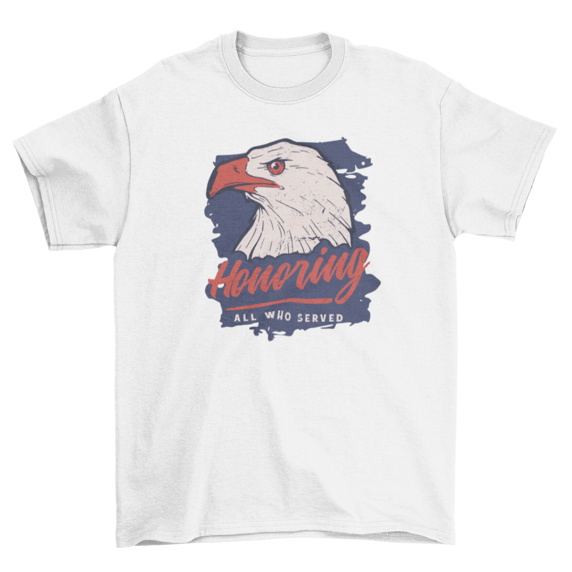 Amazing Veterans Day t-shirt featuring an eagle illustration and the quote 'Honoring all who served', perfect for honoring military veterans.