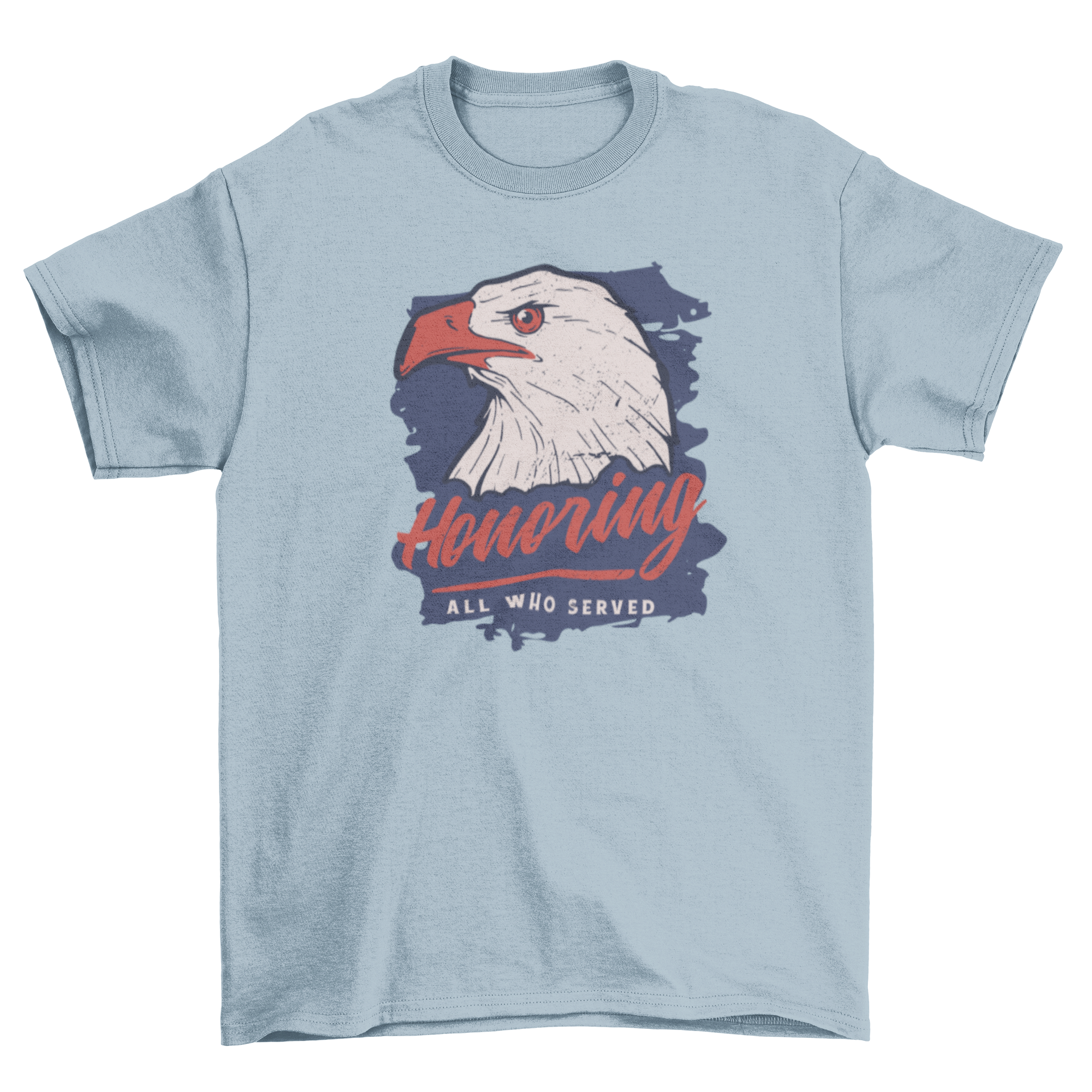 Amazing Veterans Day t-shirt featuring an eagle illustration and the quote 'Honoring all who served', perfect for honoring military veterans.