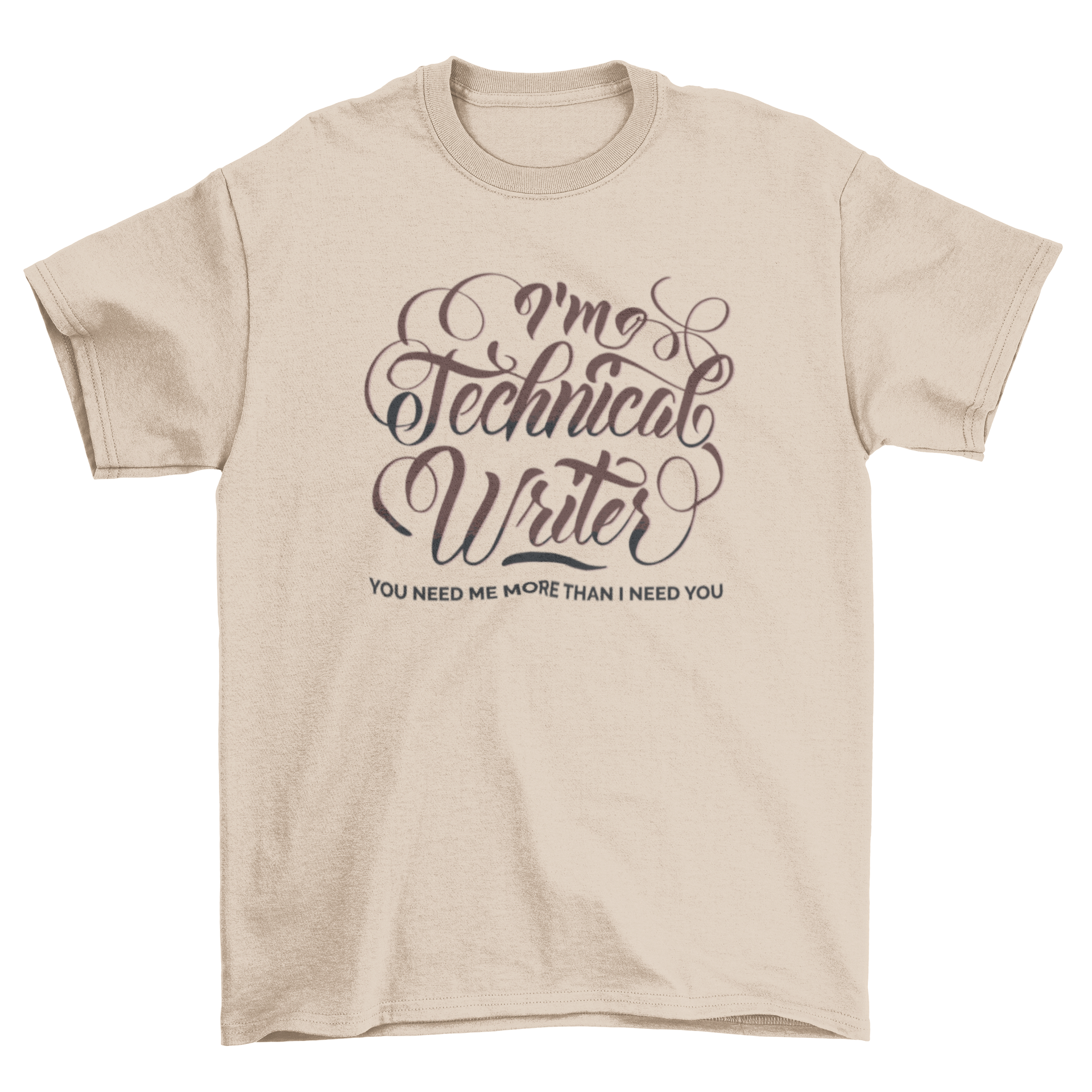 A stylish t-shirt featuring the quote 'I'm a technical writer' in elegant lettering, perfect for writers.