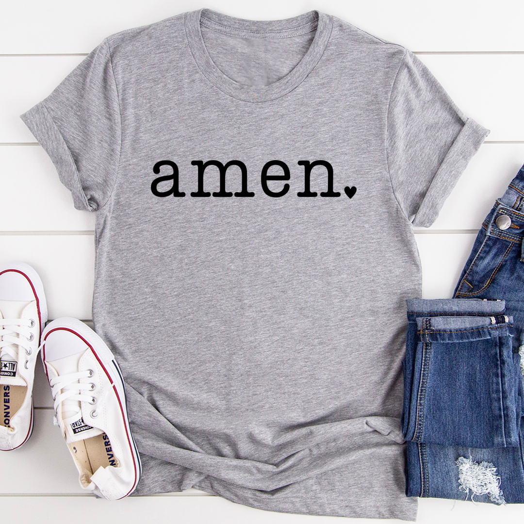 Amen T-Shirt made of soft ring-spun cotton with double stitching, available in various sizes.