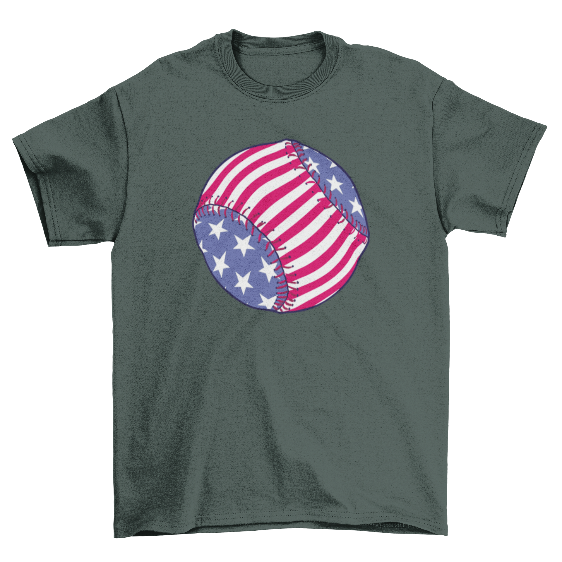 American baseball sport t-shirt featuring a baseball ball design with an American flag theme, perfect for sports enthusiasts.