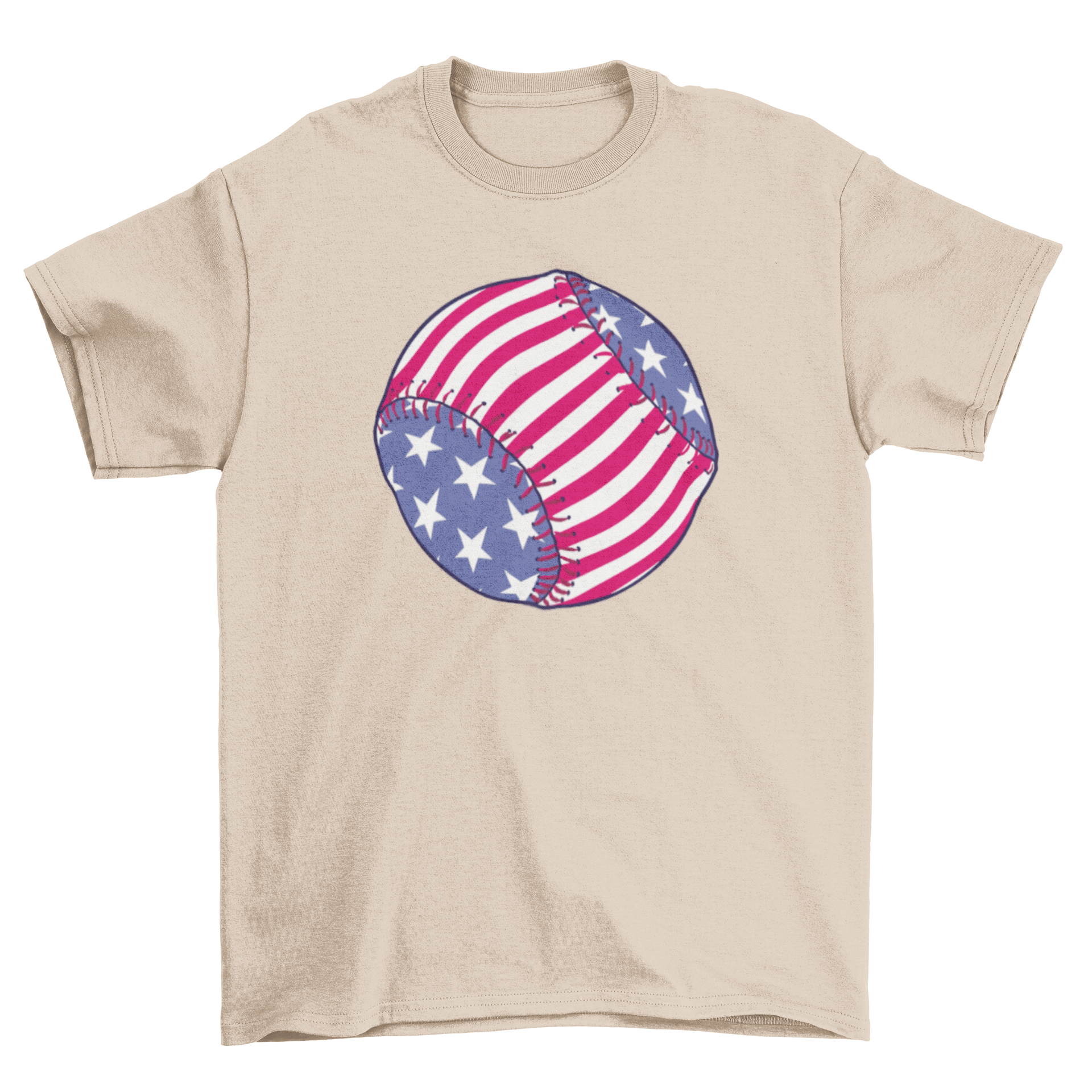 American baseball sport t-shirt featuring a baseball ball design with an American flag theme, perfect for sports enthusiasts.