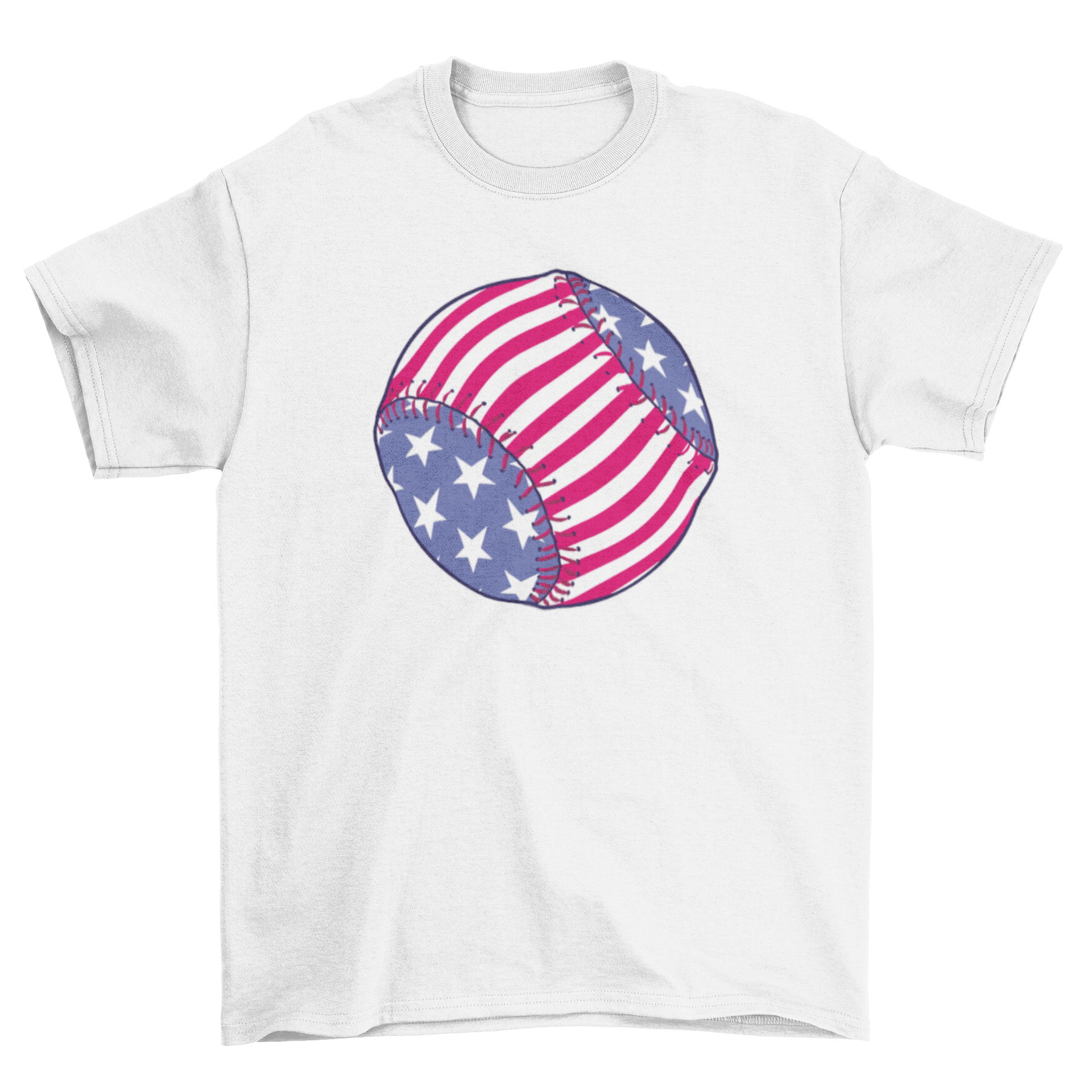 American baseball sport t-shirt featuring a baseball ball design with an American flag theme, perfect for sports enthusiasts.