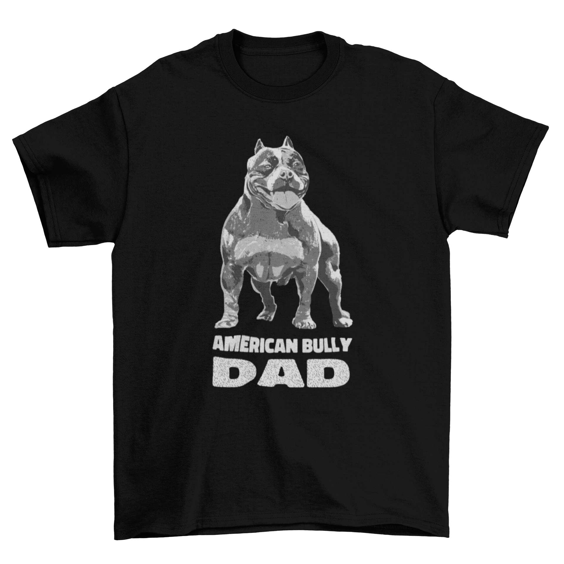 American Bully Dad t-shirt featuring a pitbull graphic and bold text.