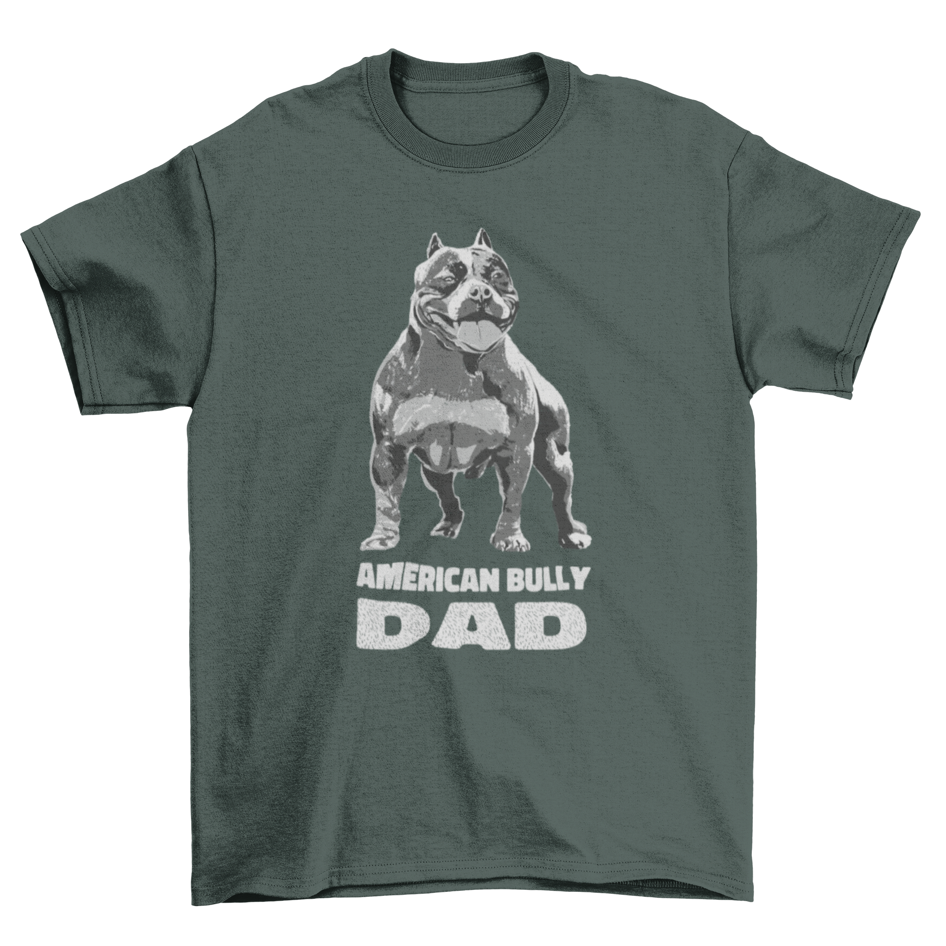 American Bully Dad t-shirt featuring a pitbull graphic and bold text.