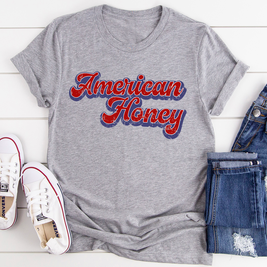 American Honey T-Shirt made of soft ring-spun cotton with double stitching, available in various colors.