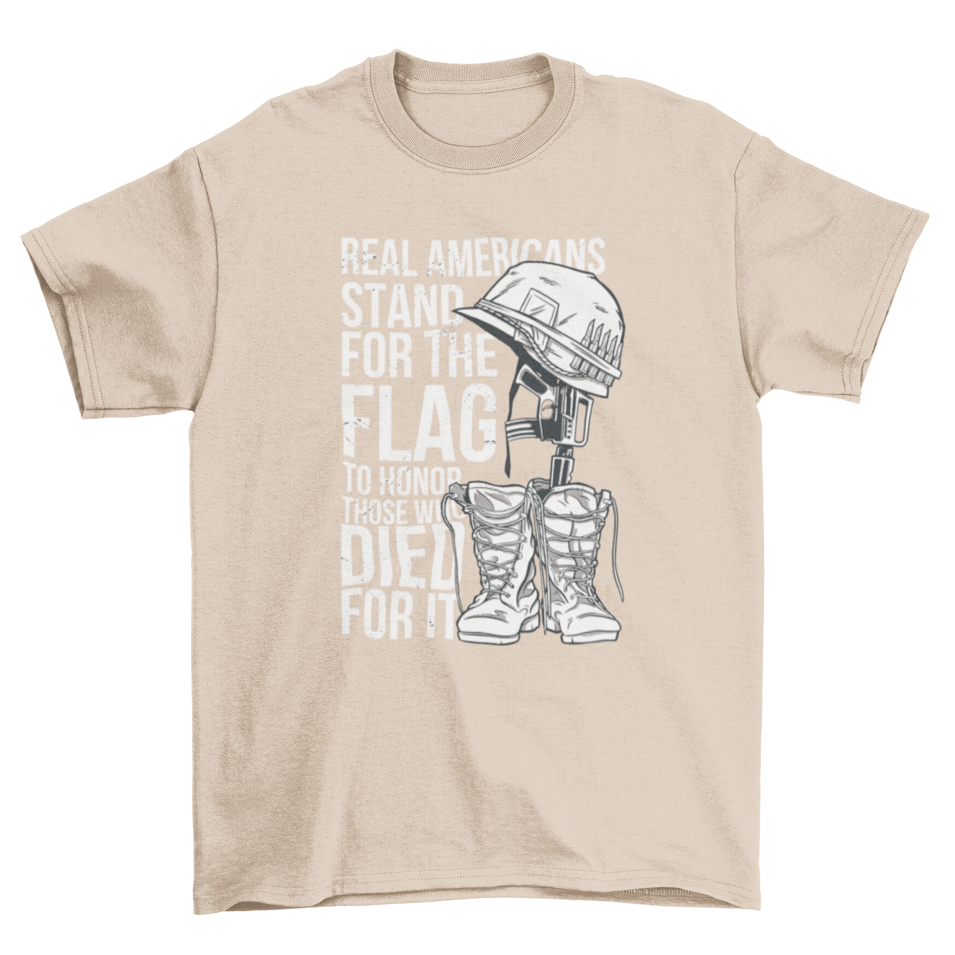 American soldier uniform t-shirt featuring military design and patriotic quote.