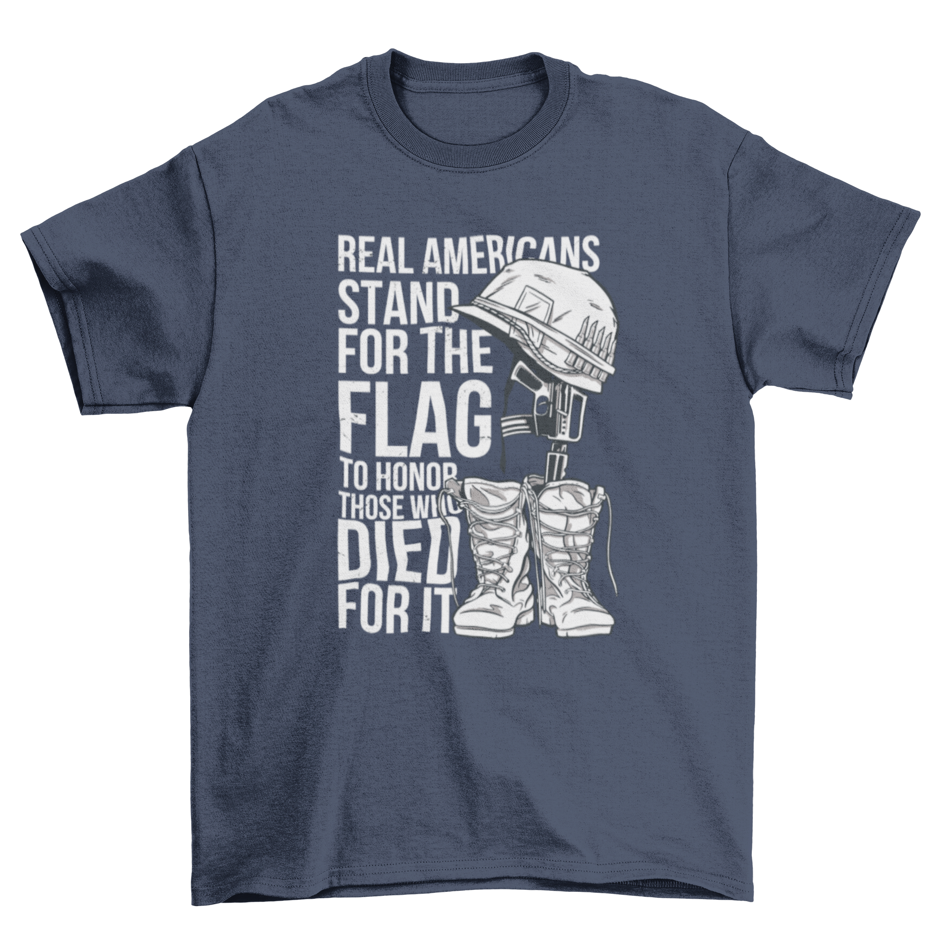 American soldier uniform t-shirt featuring military design and patriotic quote.