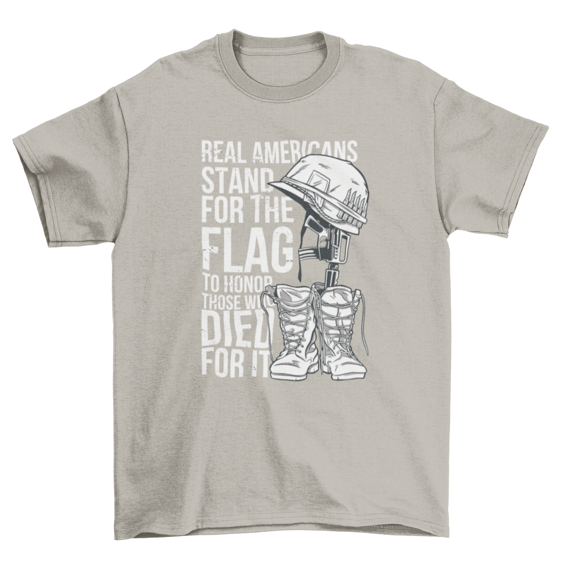 American soldier uniform t-shirt featuring military design and patriotic quote.