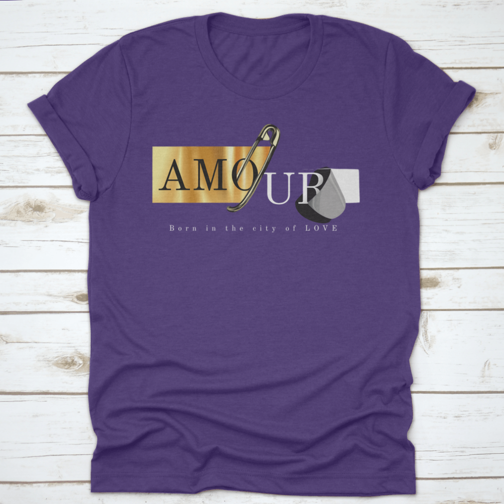 Amour Slogan On Gold Foil Design t-shirt featuring a stylish gold foil print on a soft cotton fabric.