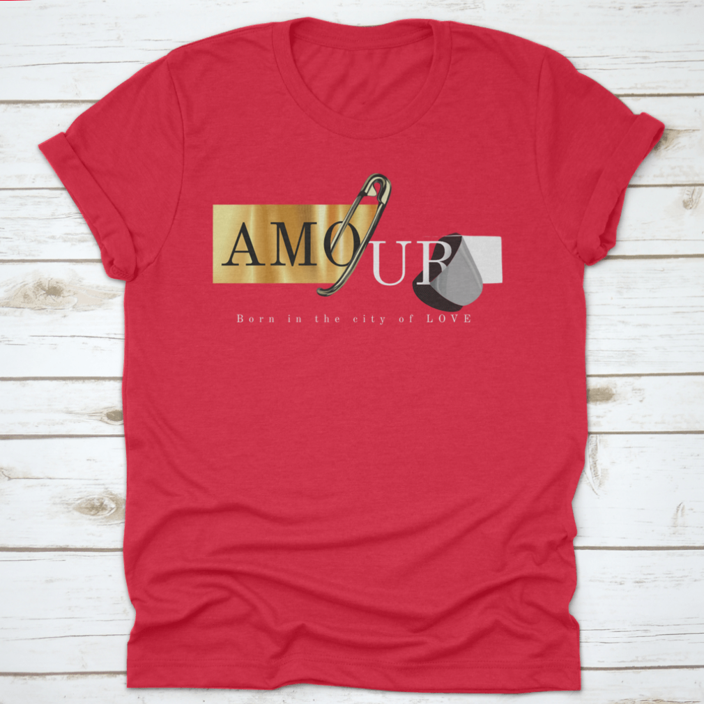 Amour Slogan On Gold Foil Design t-shirt featuring a stylish gold foil print on a soft cotton fabric.