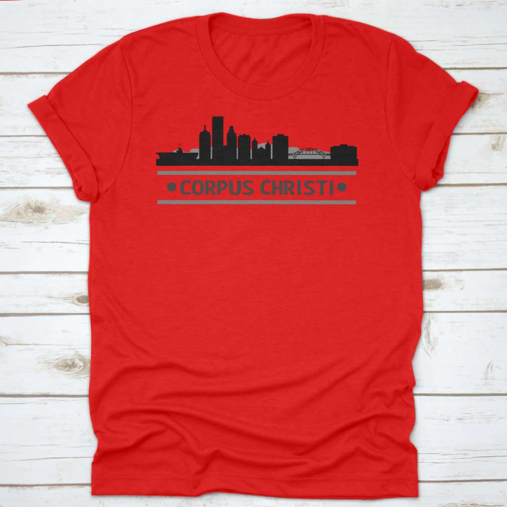 A stylish t-shirt featuring the skyline architecture of Corpus Christi, Texas, made from high-quality cotton.