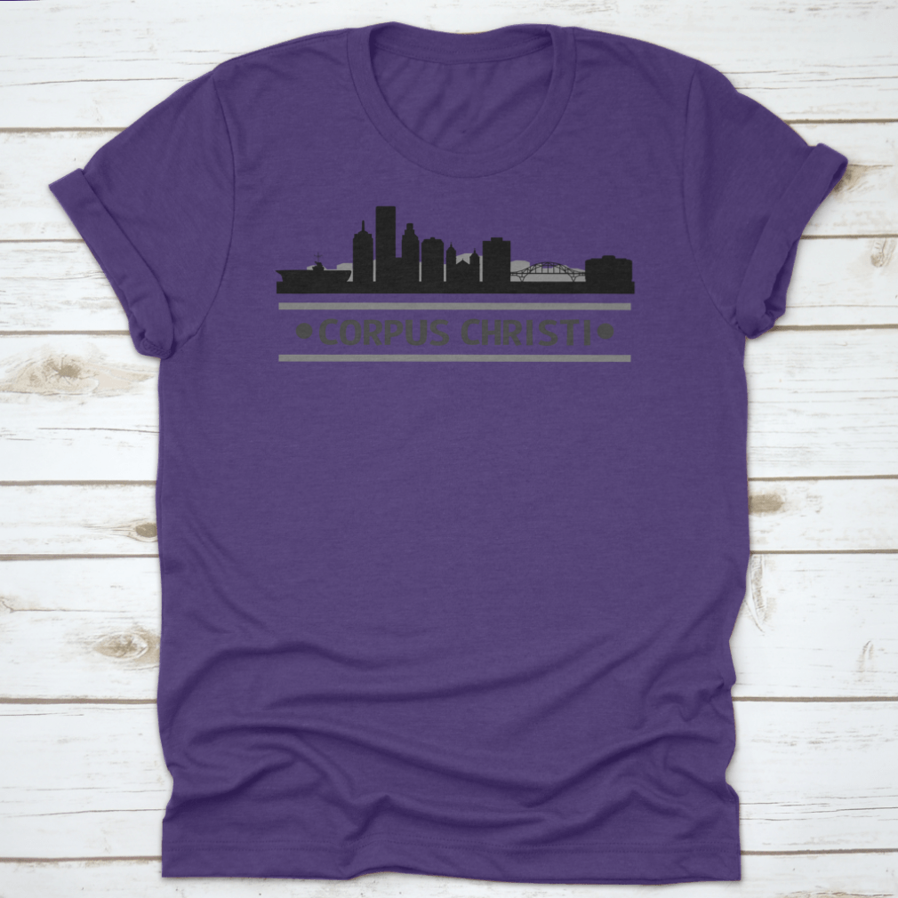 A stylish t-shirt featuring the skyline architecture of Corpus Christi, Texas, made from high-quality cotton.