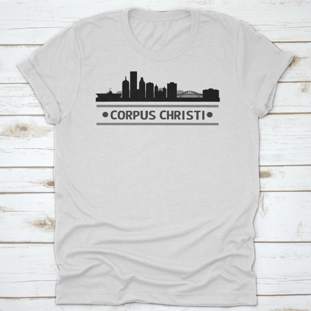 A stylish t-shirt featuring the skyline architecture of Corpus Christi, Texas, made from high-quality cotton.