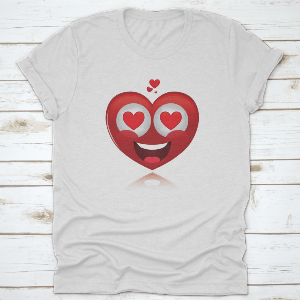 Isolated Happy Heart In Love shirt design for Valentine's Day, featuring a heart graphic on a comfortable cotton fabric.