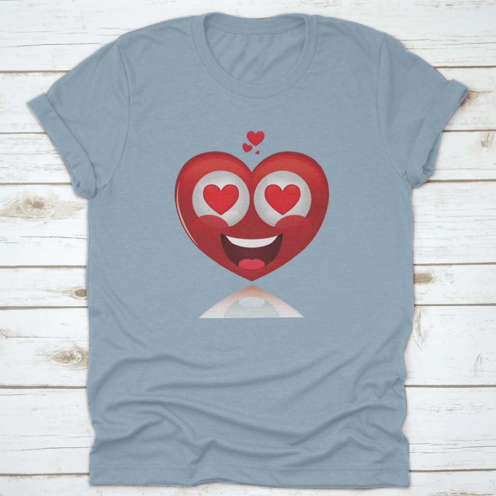 Isolated Happy Heart In Love shirt design for Valentine's Day, featuring a heart graphic on a comfortable cotton fabric.