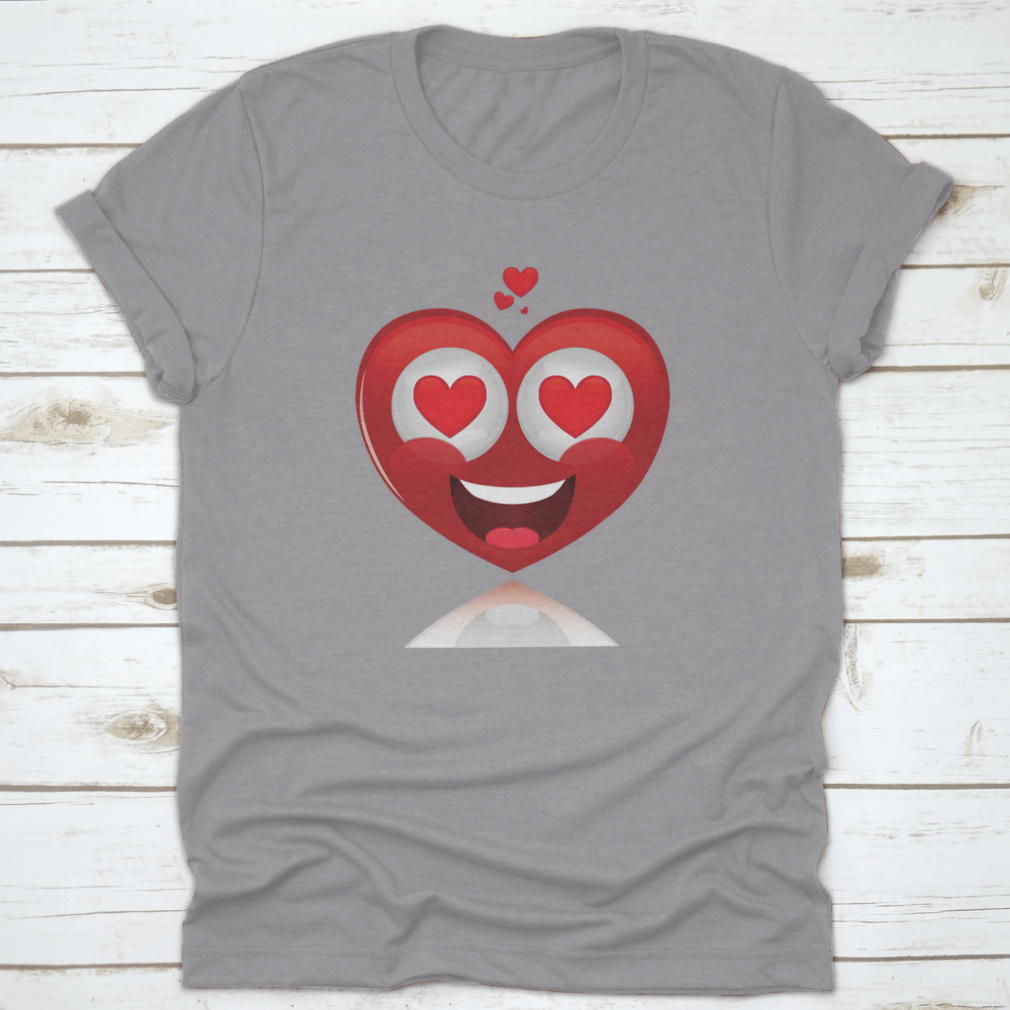 Isolated Happy Heart In Love shirt design for Valentine's Day, featuring a heart graphic on a comfortable cotton fabric.