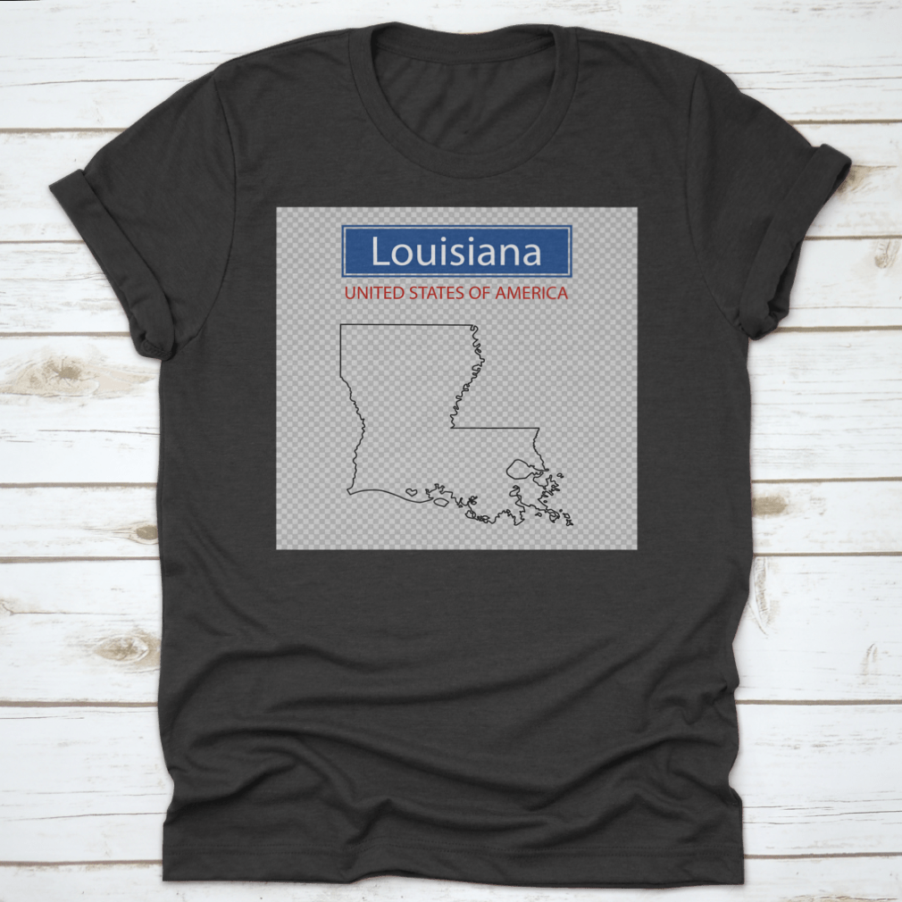 Detailed outline map of Louisiana on a cotton fabric, showcasing the state's geography.