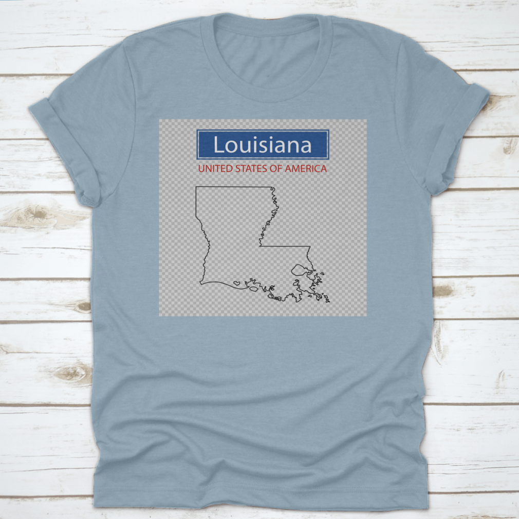 Detailed outline map of Louisiana on a cotton fabric, showcasing the state's geography.