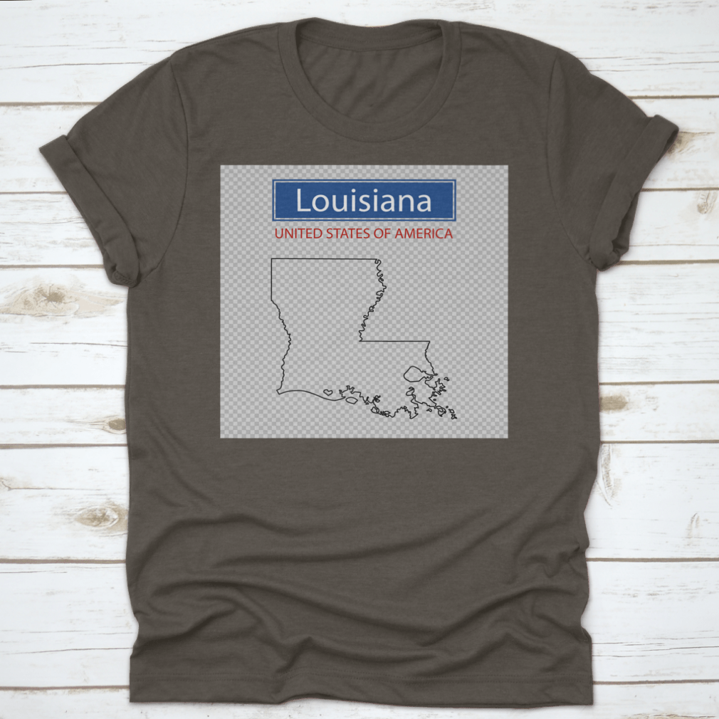 Detailed outline map of Louisiana on a cotton fabric, showcasing the state's geography.