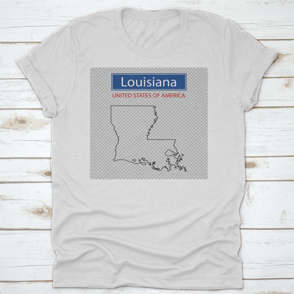 Detailed outline map of Louisiana on a cotton fabric, showcasing the state's geography.