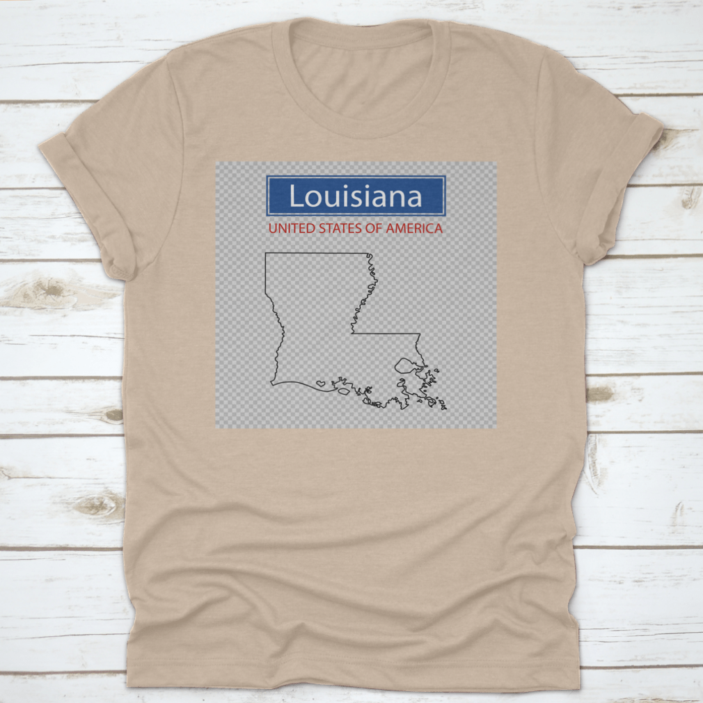 Detailed outline map of Louisiana on a cotton fabric, showcasing the state's geography.