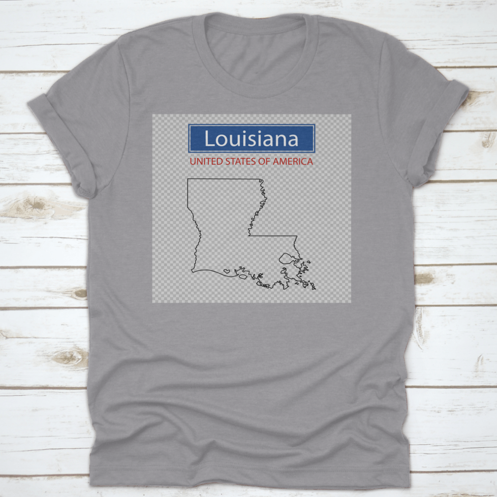 Detailed outline map of Louisiana on a cotton fabric, showcasing the state's geography.