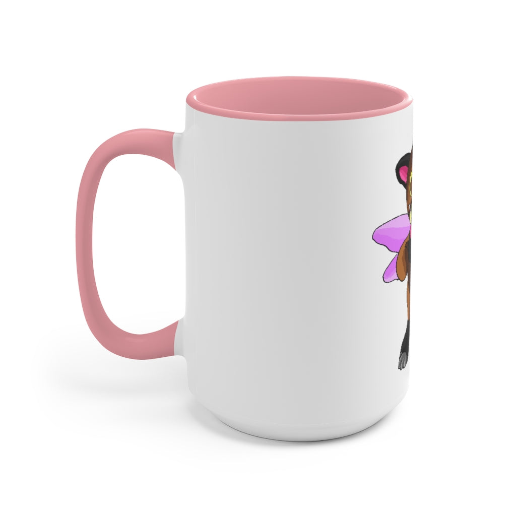 Angebear Accent Mug featuring a two-tone design with a white exterior and a colored interior, available in red, pink, and black options.