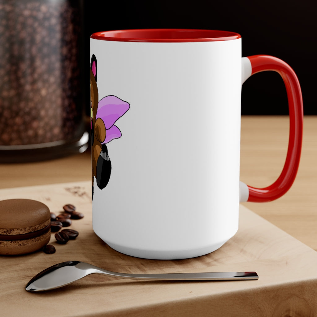 Angebear Accent Mug featuring a two-tone design with a white exterior and a colored interior, available in red, pink, and black options.