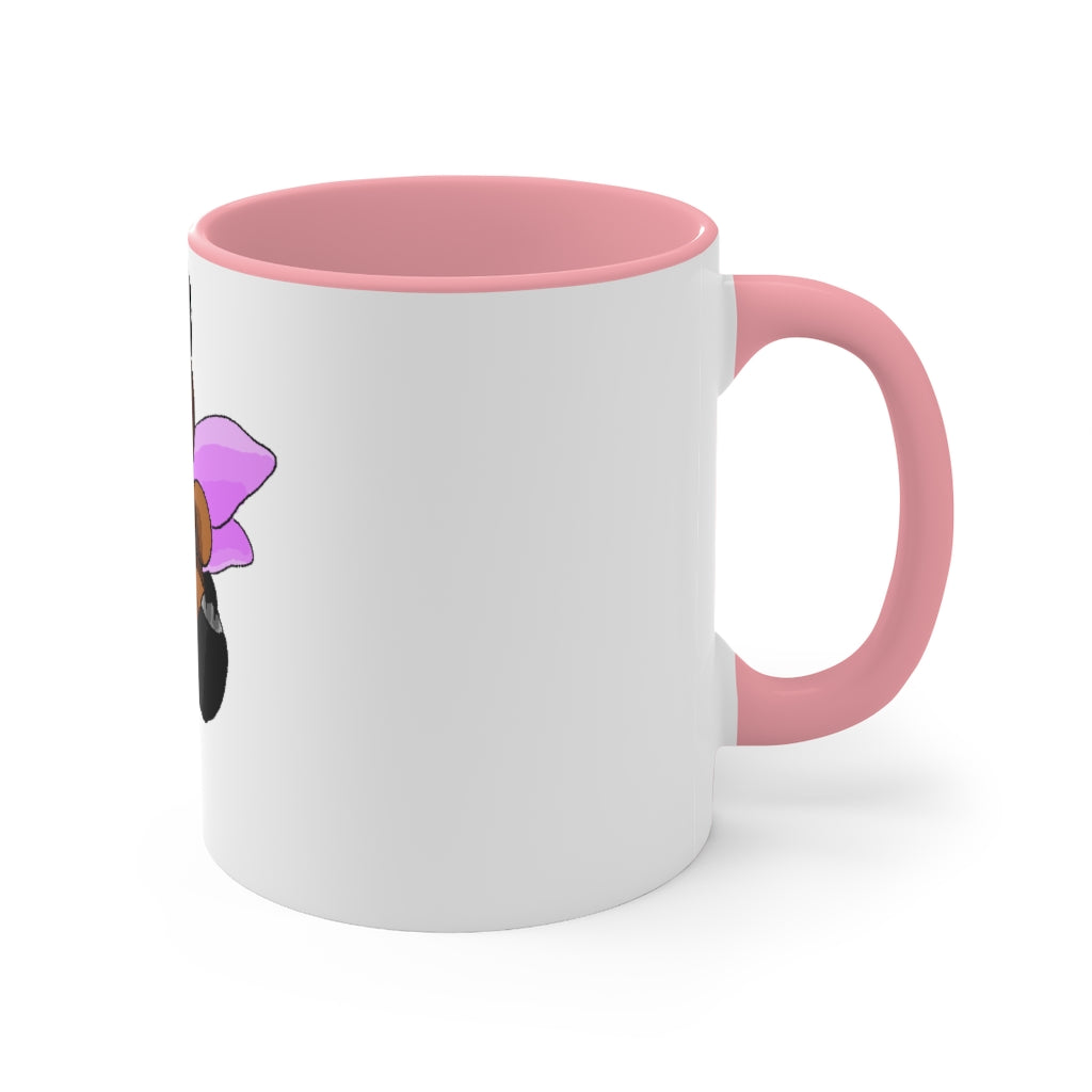 Angebear Accent Mug featuring a two-tone design with a white exterior and a colored interior, available in red, pink, and black options.