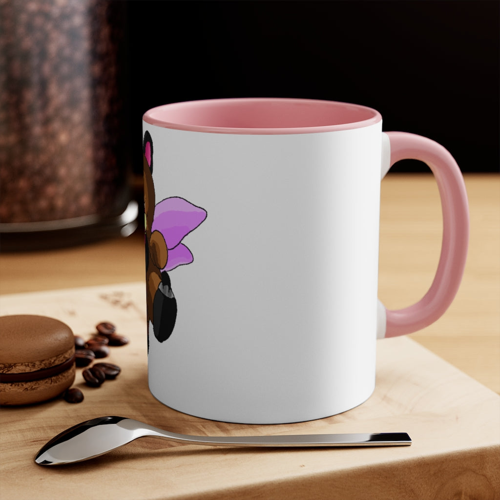 Angebear Accent Mug featuring a two-tone design with a white exterior and a colored interior, available in red, pink, and black options.