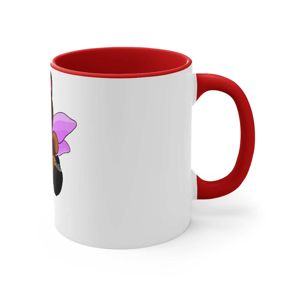 Angebear Accent Mug featuring a two-tone design with a white exterior and a colored interior, available in red, pink, and black options.